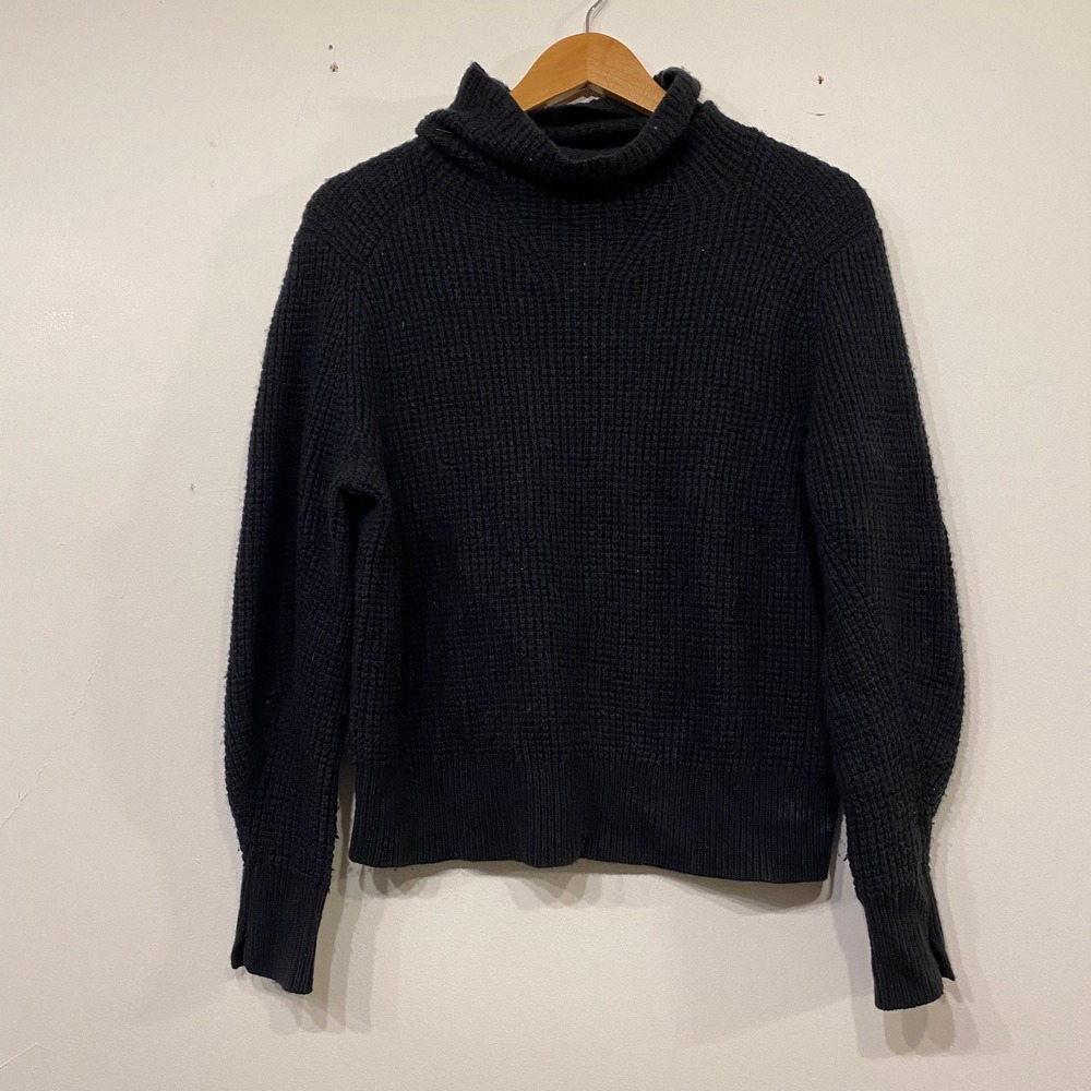 Rag & Bone Black Waffle Turtleneck Sweater XXS Raglan Sleeve Cozy Minimalist